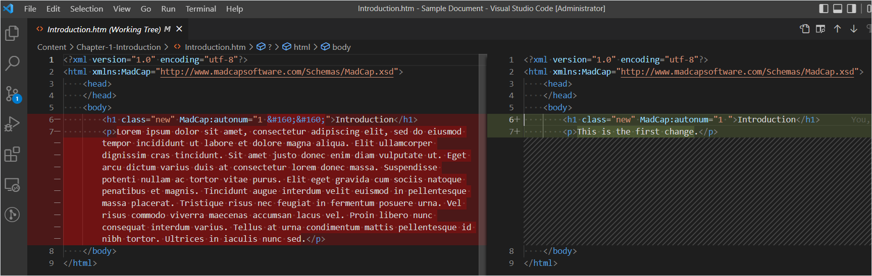 Changes in VS Code